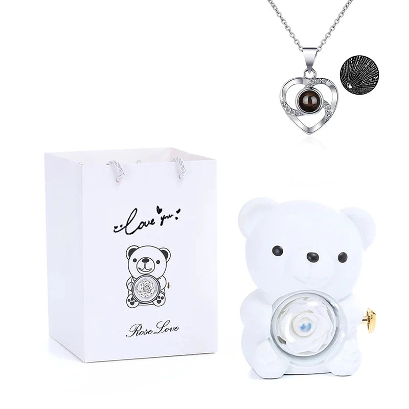 Passion Bear™ - Teddy Bear With Preserved Rose & Necklace