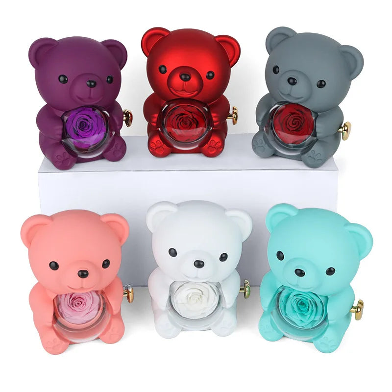 Passion Bear™ - Teddy Bear With Preserved Rose & Necklace